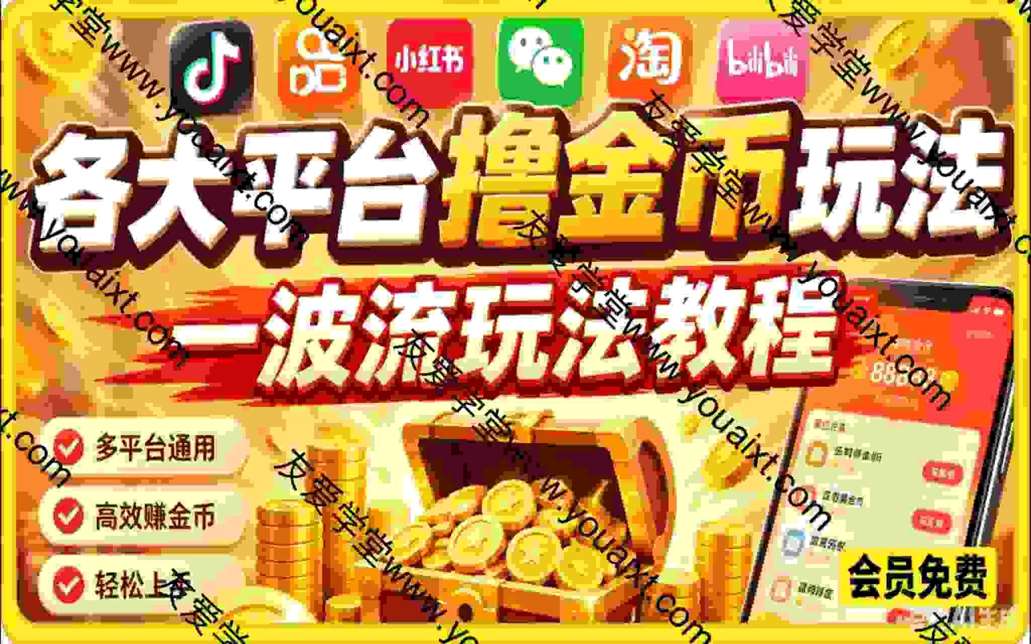 各大平台撸金币玩法，一波流玩法教程（收费398元的教程）