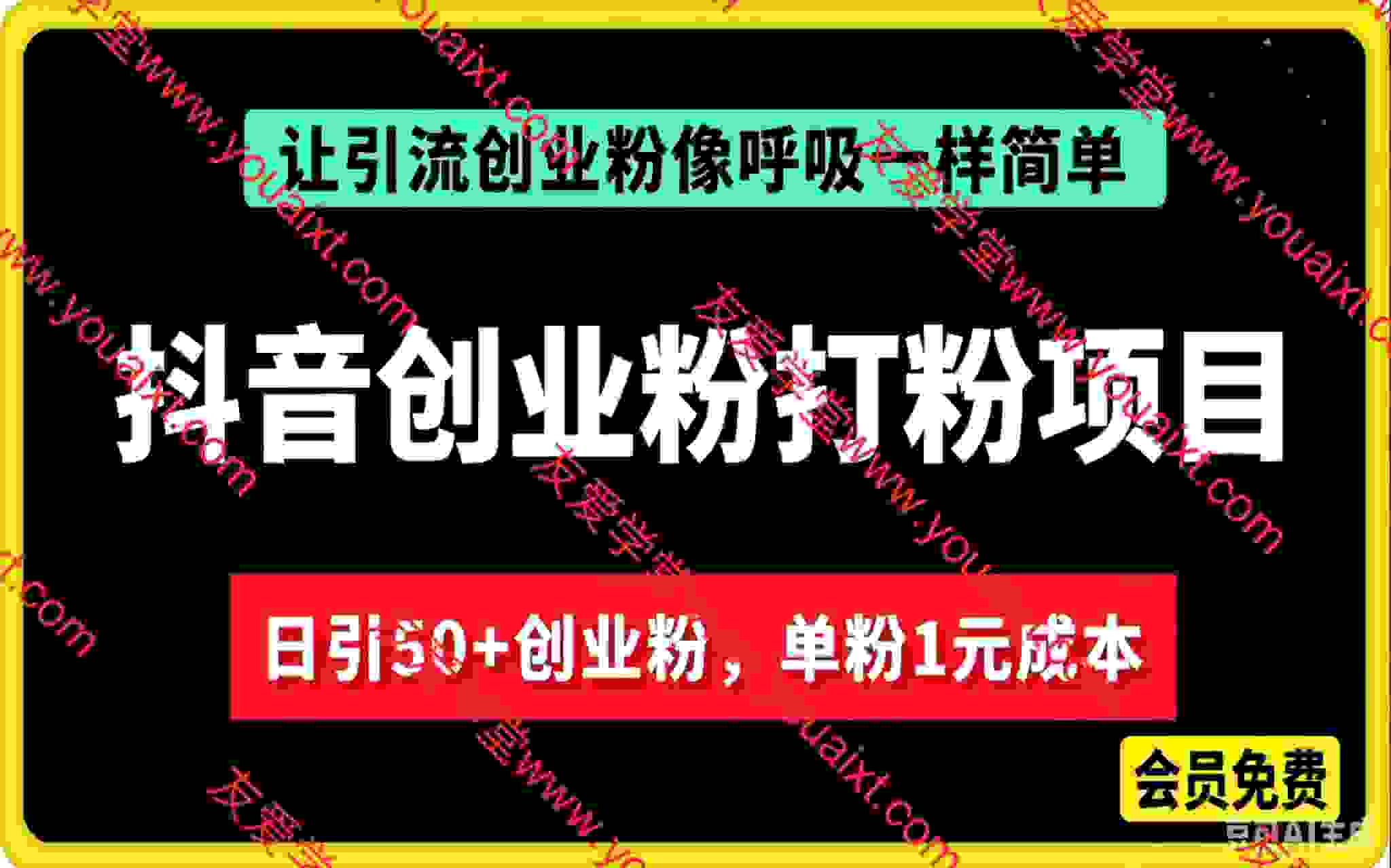 战劲抖音创业粉打粉项目，日引50+创业粉，单粉1元成本，让引流创业粉像呼吸一样简单